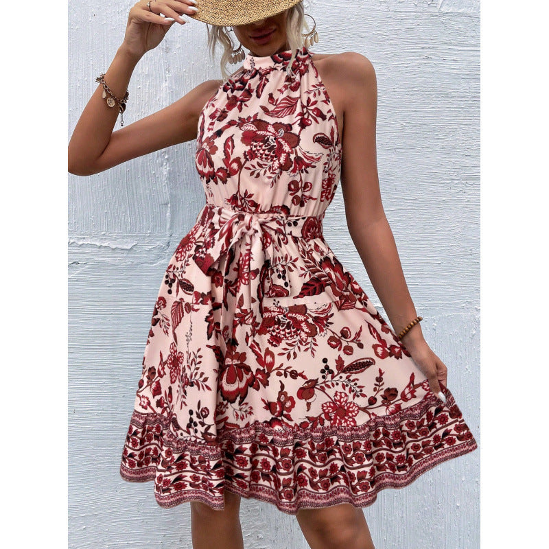 Robe mini sans manches à fleurs pour femmes Chic und Stil