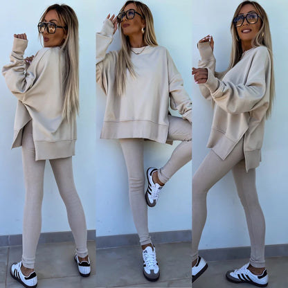 Dames confortable oversized Sweatshirt et leggings ajustés Chic und Stil