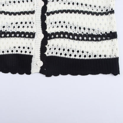 Dames gilet aéré en tricot avec des rayures modernes Chic und Stil