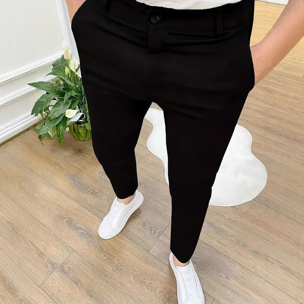 Trendy slim-fit pants for men with elastic waistband and practical pockets Chic and Style