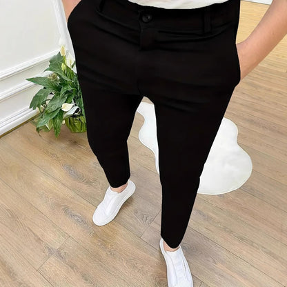 Trendy slim-fit pants for men with elastic waistband and practical pockets Chic and Style