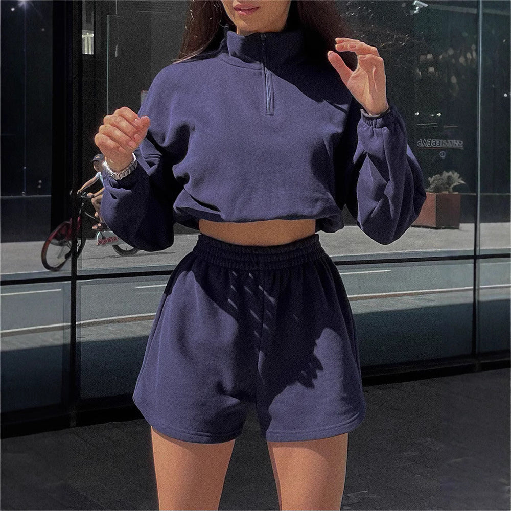 Ensemble de sweat-shirt court pour femme et shorts décontractés Chic und Stil