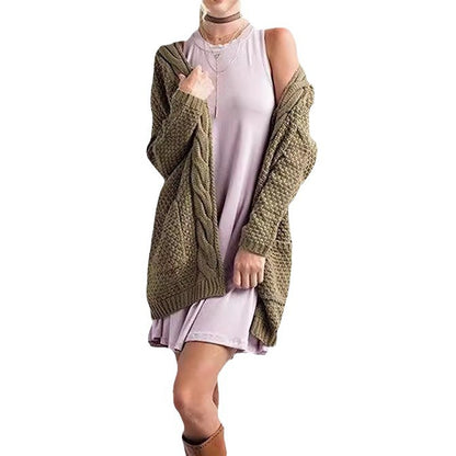 Dames cardigan en tricot confortable avec poches et motif torsadé Chic und Stil