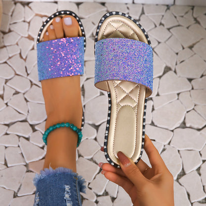 Sandales glissantes en strass glamour pour femmes Chic und Stil