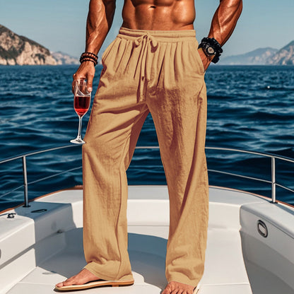 Pantalon cargo d'été aérien pour hommes avec ceinture élastique et poches latérales pratiques Chic und Stil
