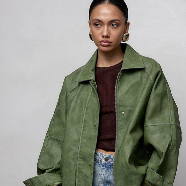 Chic und Stil Veste oversize décontractée pour femmes en daim vegan