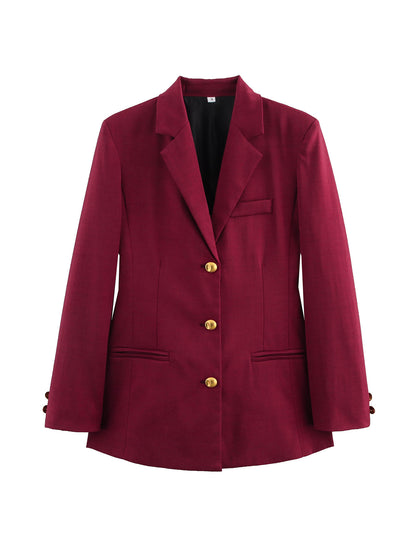 Blazer à carreaux pour femmes avec boutons dorés et poches pratiques Chic und Stil