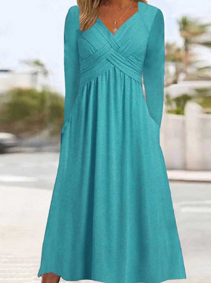 Dames Élégant Robe Maxi avec Effet Drapé et Poches Chic und Stil