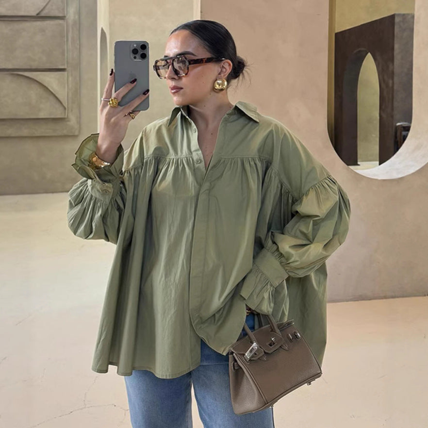 Blouse oversize pour dames avec volants Chic & Stil