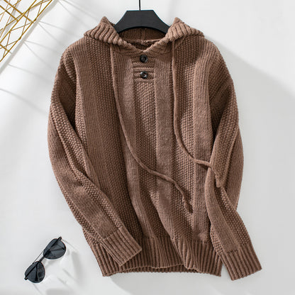 Pull en tricot décontracté pour dames avec capuche et détails de bouton Chic und Stil