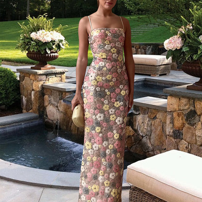 Robe maxi femme avec dentelle florale et bretelles fines Chic und Stil