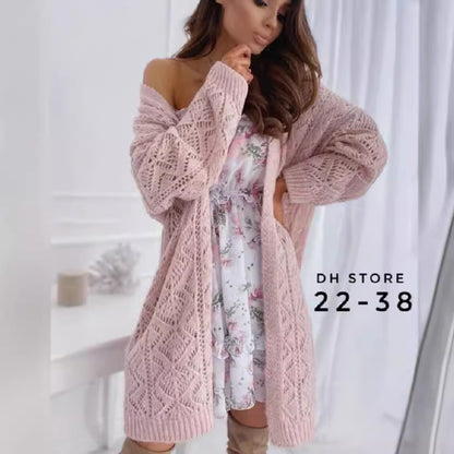 Dames Grand cardigan en tricot avec motif ajouré Chic und Stil