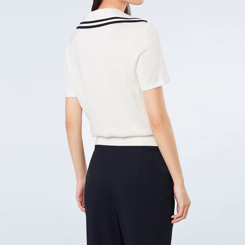 Top Polo Femme avec Détail Col Nautique Chic und Stil
