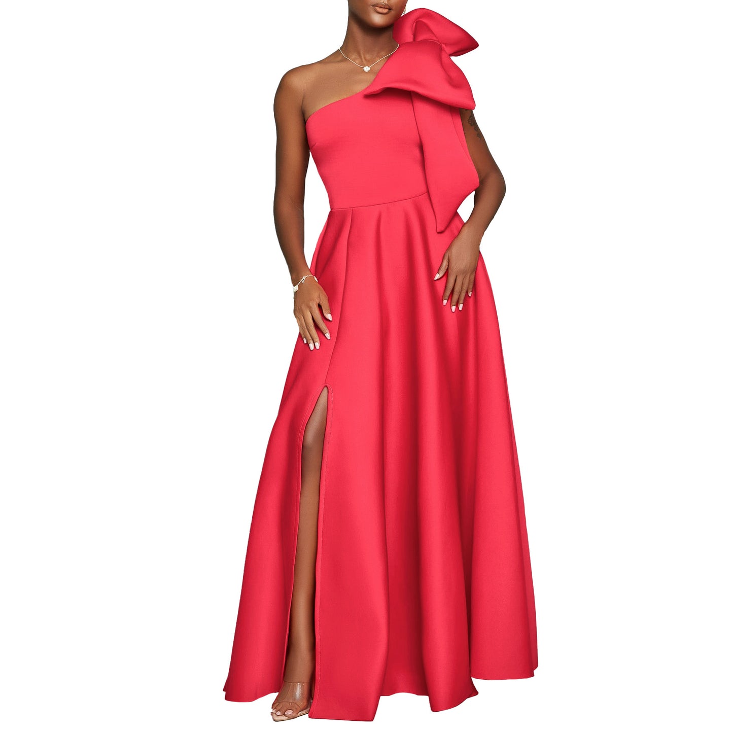 Robe maxi femme avec coupe asymétrique et élégante boucle Chic und Stil