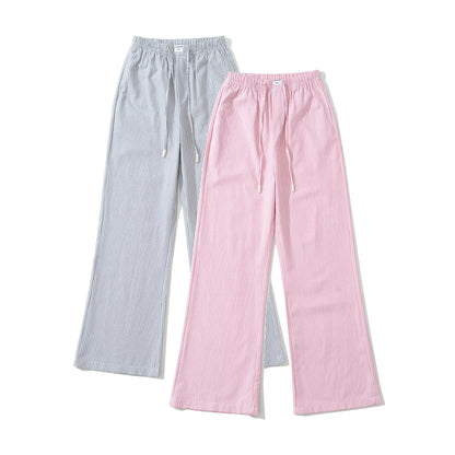Loose jersey pants for women with a casual striped look featuring an elastic waistband and drawstring Chic and Style