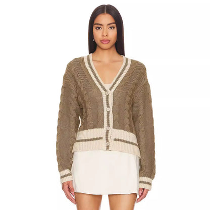 Cardigan décontracté en tricot pour femmes avec décolleté en V profond et une structure de motif en torsade caractéristique Chic und Stil