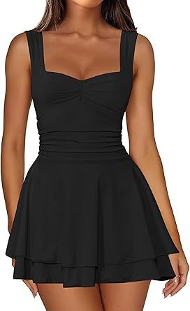 Robe skater pour femmes avec haut froncé et jupe évasée Chic und Stil