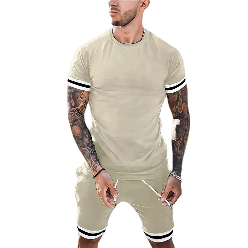 Men's Sporty Comfort Fit Round Neck T-shirt and Shorts Chic Set