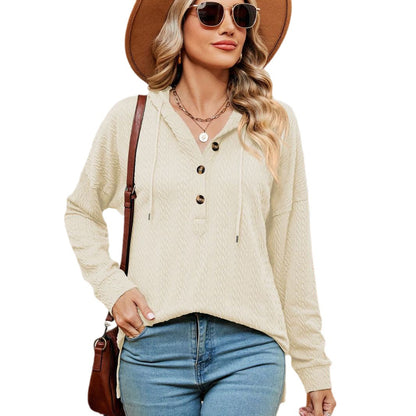 Pull women décontracté avec détails de boutons et capuche Chic und Stil