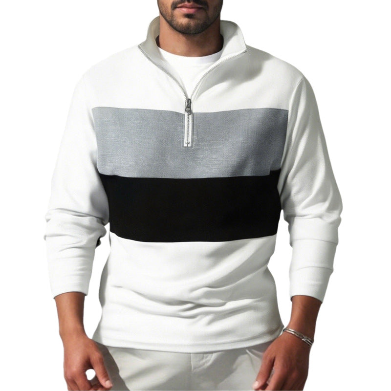 Pull sportif pour hommes avec col montant et zipper Chic und Stil
