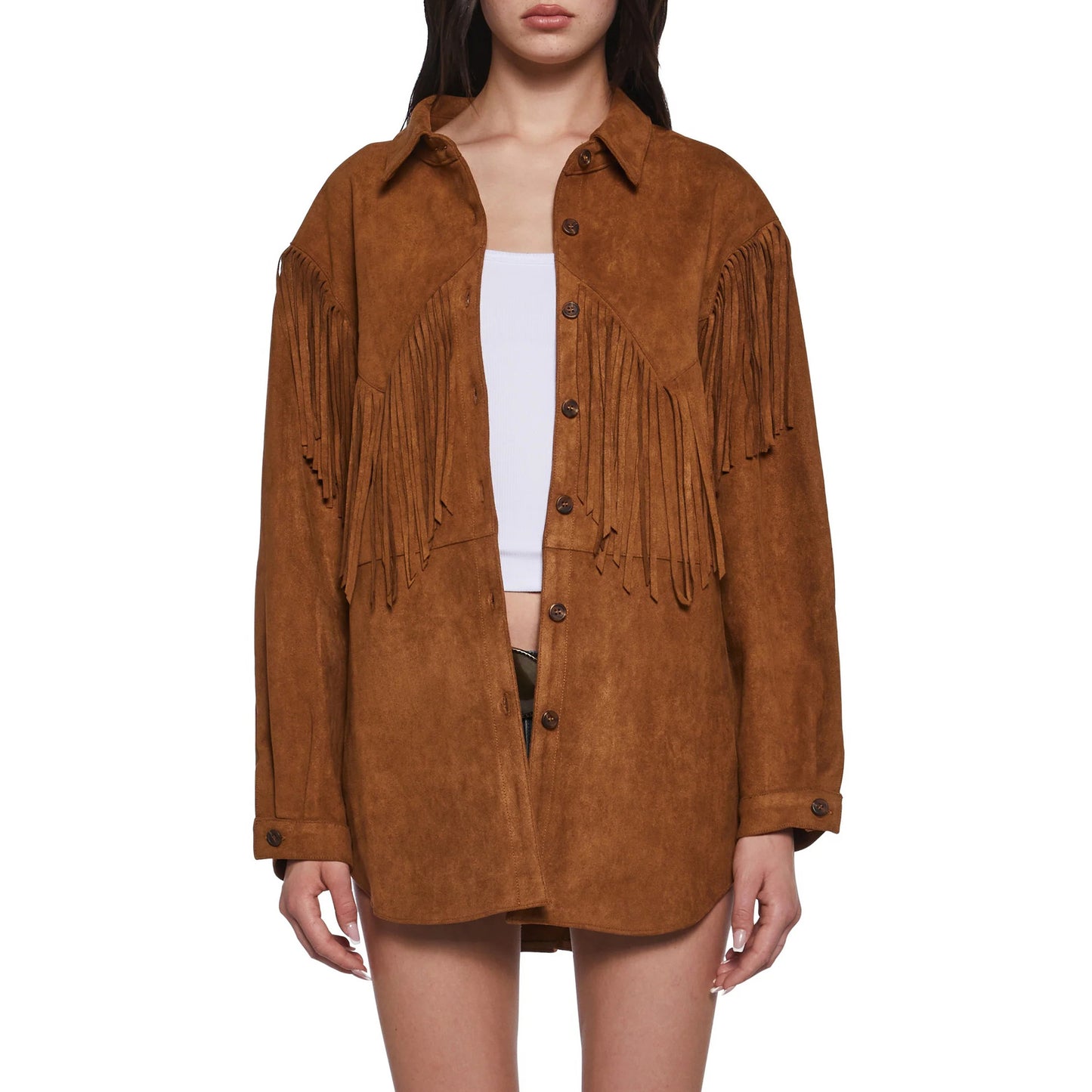 Dames Franges-Veste en Suédine Chic und Stil