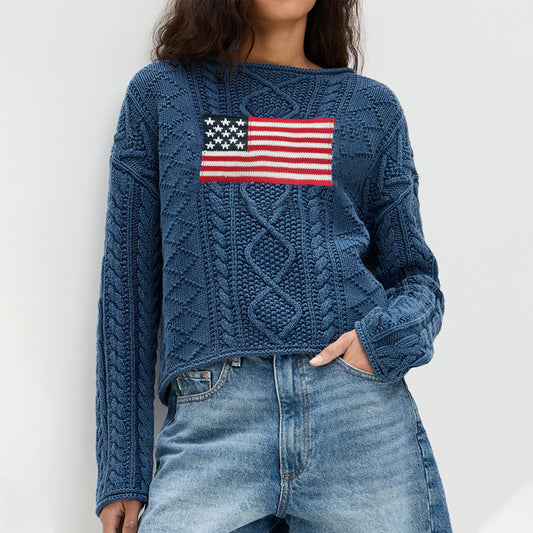 Pull en tricot pour femmes avec design drapeau américain Chic und Stil