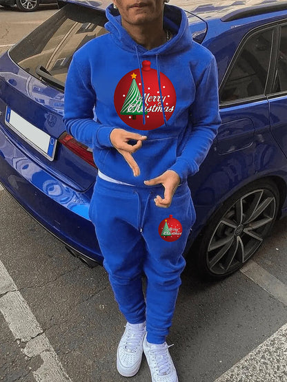 Casual hoodie and jogger pants set for women with festive Christmas pattern Chic and Style