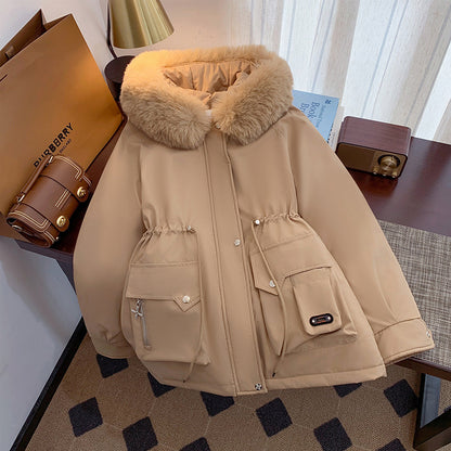 Dame manteau d'hiver avec col en fausse fourrure amovible et poches pratiques Chic und Stil