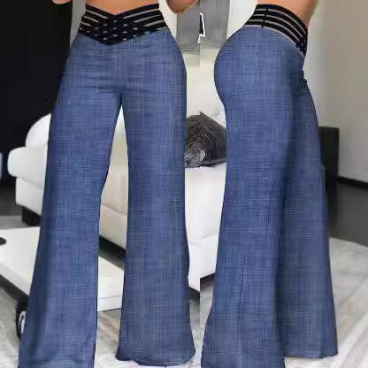 Wide leg pants for women with a trendy grid design Chic und Stil