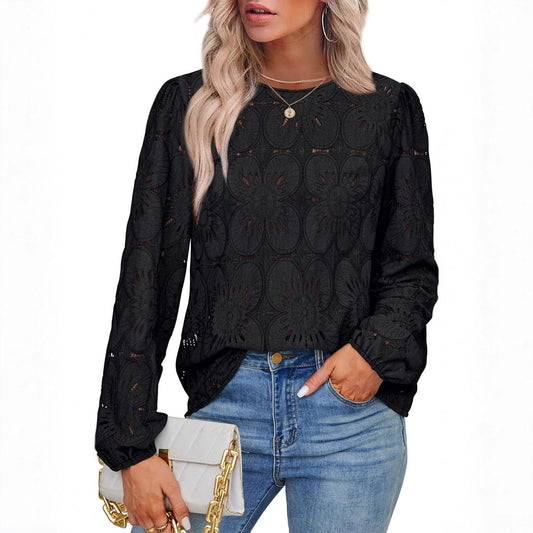 Dames Chemisier élégant avec motif floral en relief et manches larges Chic und Stil