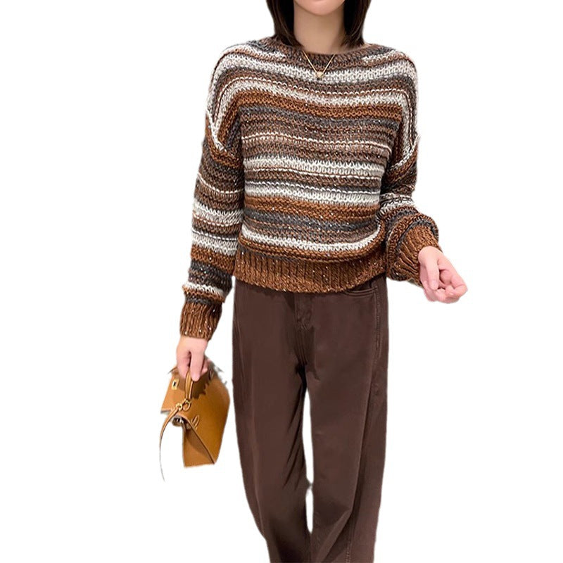 Pull en tricot rayé confortable pour femmes Chic und Stil