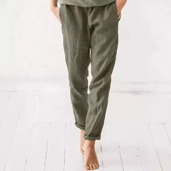 Casual linen pants for women with elastic waist and handy pockets Chic and Style