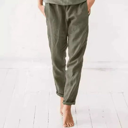 Casual linen pants for women with elastic waist and handy pockets Chic and Style
