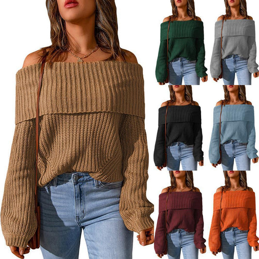 Pull en tricot off-shoulder pour femmes à coupe ample Chic und Stil