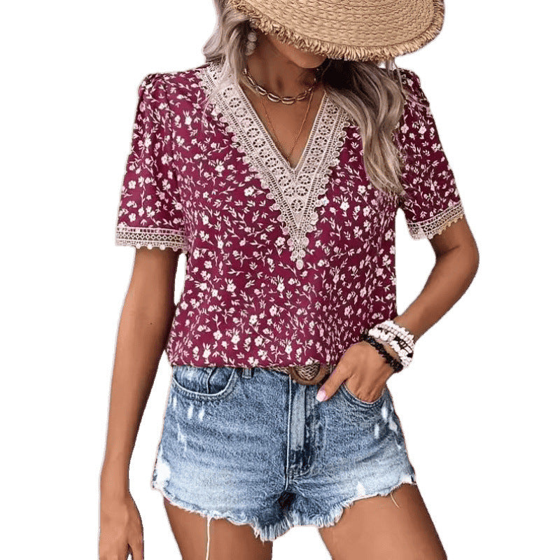 Dames Blouse de loisirs brodée florale Chic und Stil