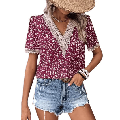 Dames Blouse de loisirs brodée florale Chic und Stil