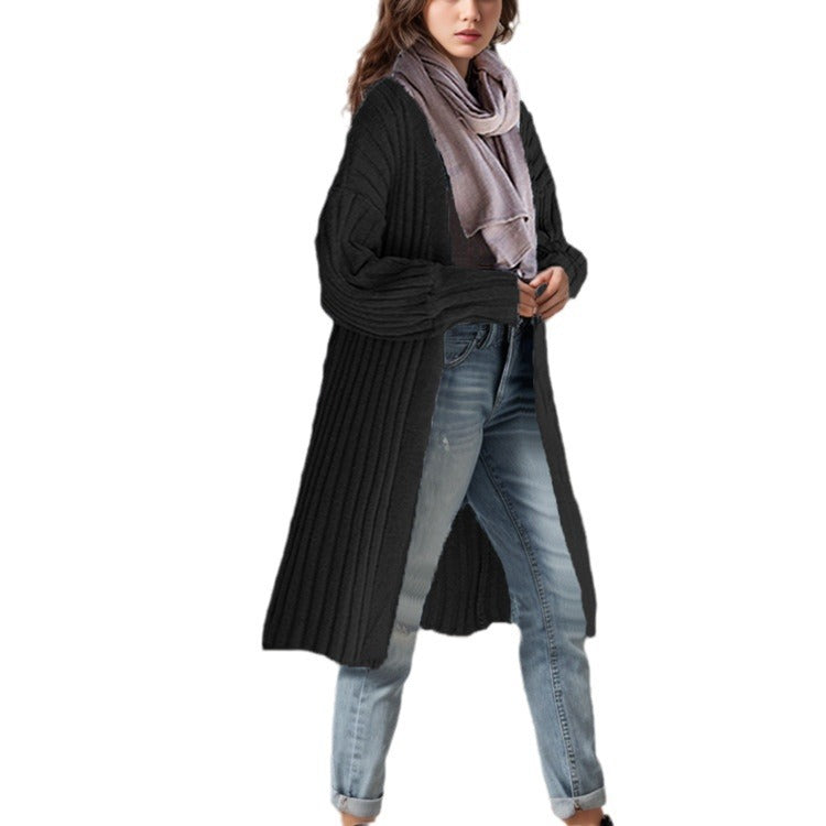 Dames gros tricot cardigan avec manches ouvertes et coupe décontractée Chic und Stil