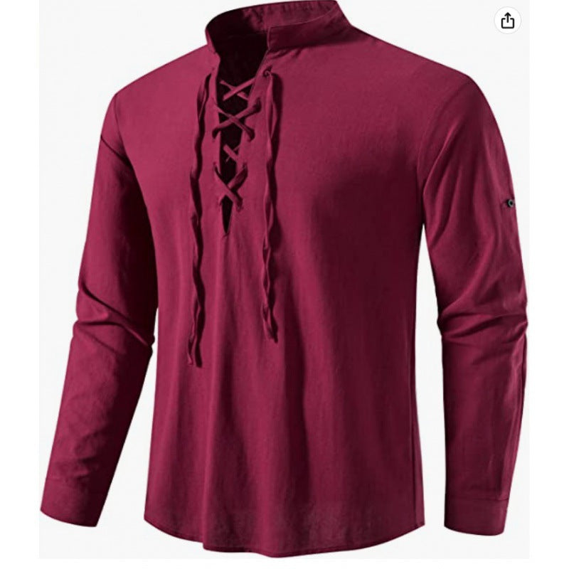 Chemise à manches longues pour hommes avec cordage décontracté Chic und Stil