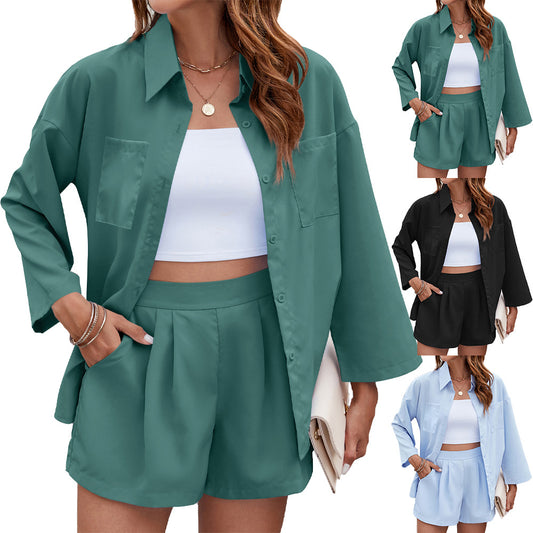 Dames ensemble élégant et léger en deux pièces avec coupe ample et poches pratiques Chic und Stil