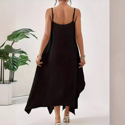 Robe à bretelles spaghetti aérienne pour femmes avec ourlet asymétrique et tissu doux Chic und Stil