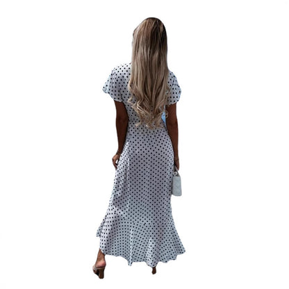 Robe maxi portefeuille à pois fluides Chic und Stil pour femmes