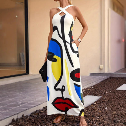 Femme Robe Maxi Artistique Chic und Stil