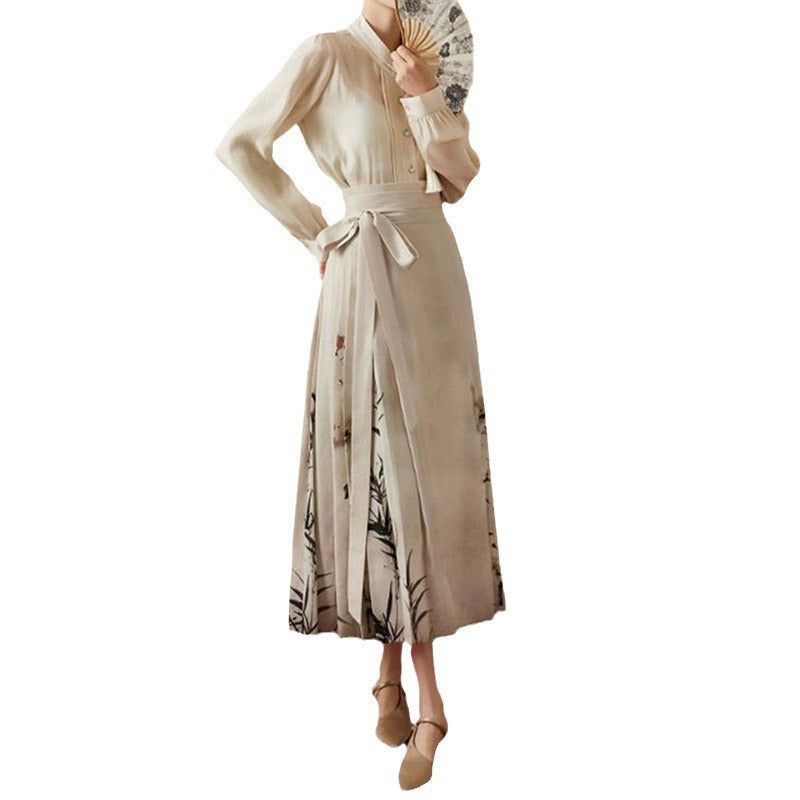 Jupe maxi A-line élégante pour femme avec imprimé artistique Chic und Stil