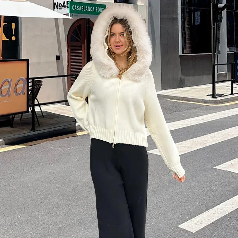 Dames cardigan avec capuche en fausse fourrure Chic und Stil