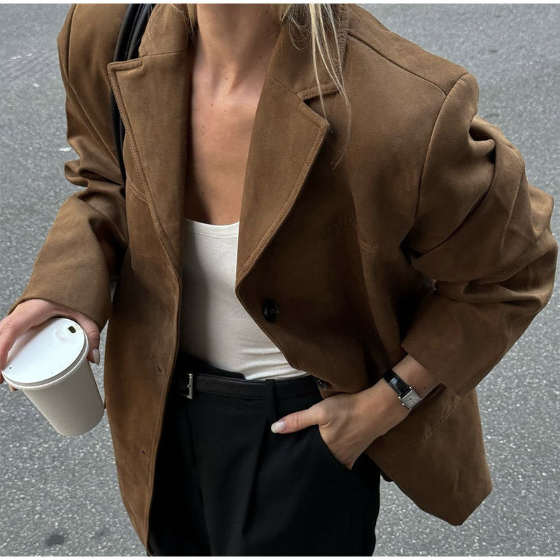 Dames Blazer en daim luxueux avec un coupe élégante Chic und Stil