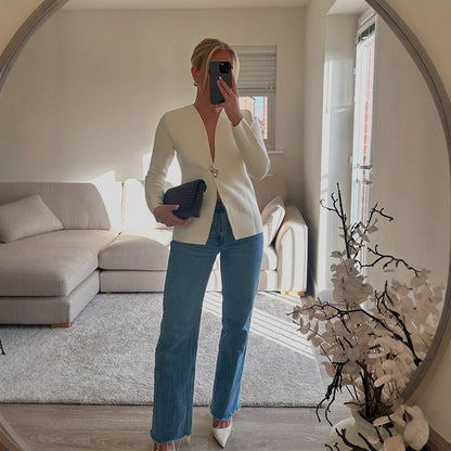 Dames élégant cardigan en viscose de haute qualité Chic und Stil