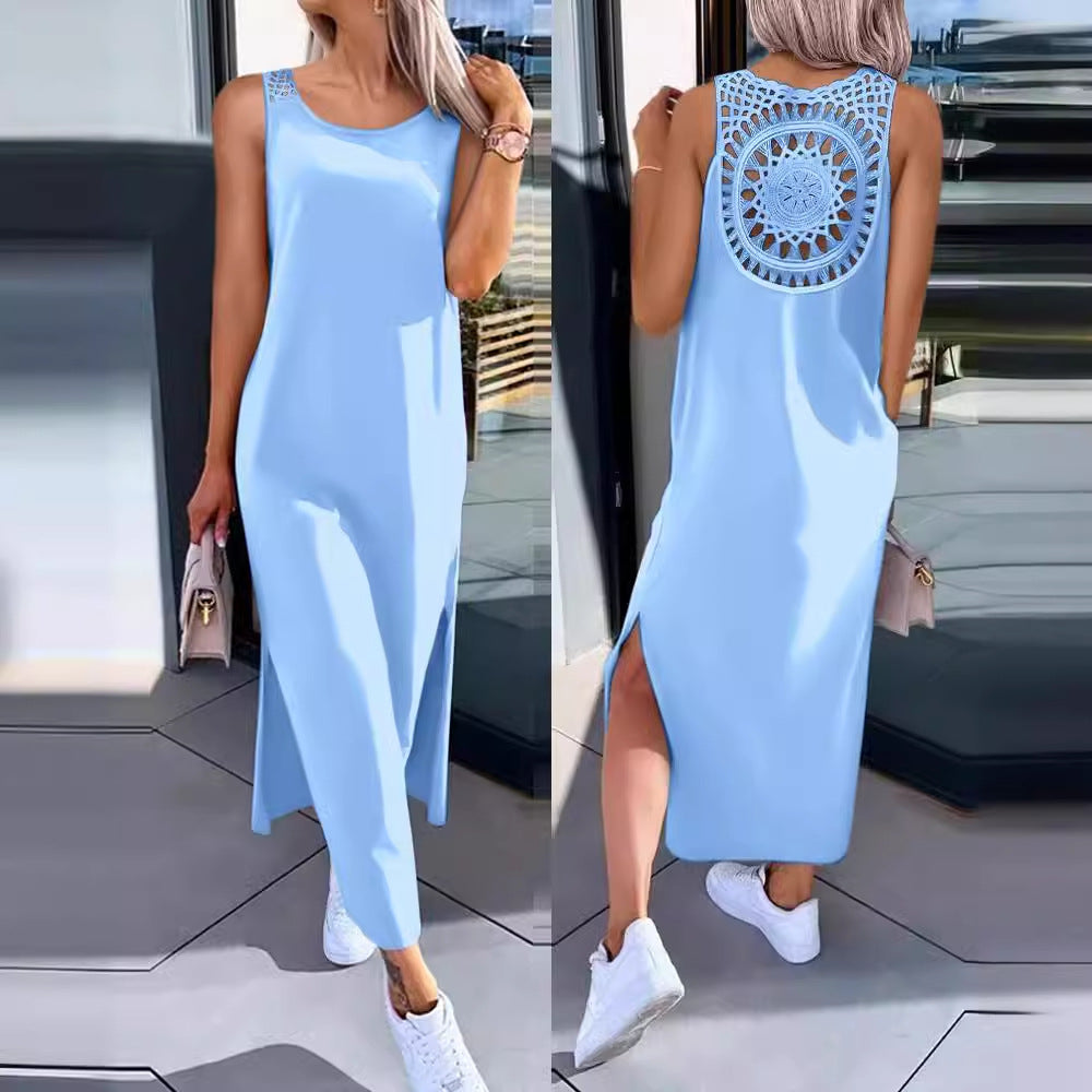 Robe maxi élégante à dos en dentelle Chic und Stil