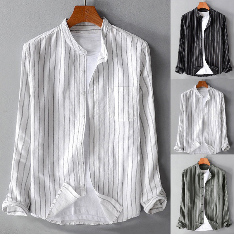 Chemise décontractée à manches longues pour hommes avec de fines rayures et poche poitrine Chic und Stil