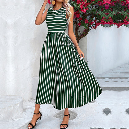Robe maxi A-line à rayures pour femmes avec une élégance ample Chic und Stil
