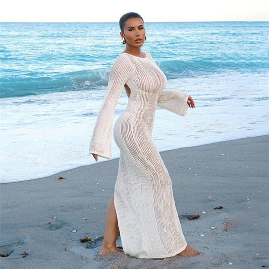 Robe mini côtelée dos nu pour femmes Chic und Stil